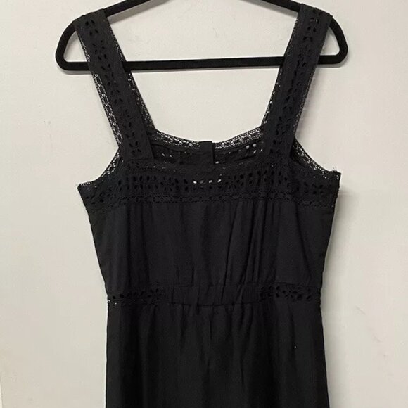 LSF LOVE SHACK FANCY Square Neckline Long Black Cotton Crochet Dress Size Small - Picture 6 of 13